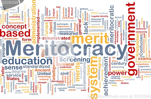 Image of Meritocracy background wordcloud concept illustration