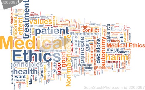 Image of Medical ethics background wordcloud concept illustration