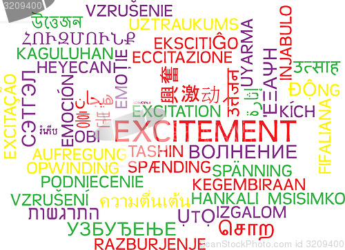 Image of Excitement multilanguage wordcloud background concept