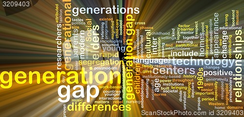 Image of Generation gap wordcloud concept illustration glowing