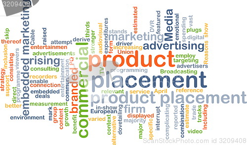 Image of product placement wordcloud concept illustration