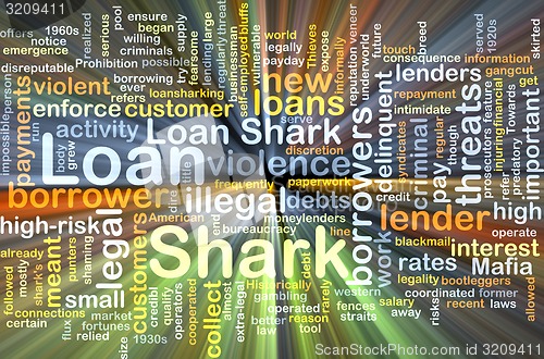 Image of Loan shark wordcloud concept illustration glowing