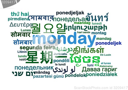 Image of Monday multilanguage wordcloud background concept