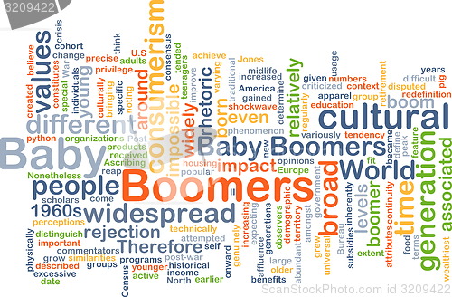 Image of Baby boomers wordcloud concept illustration