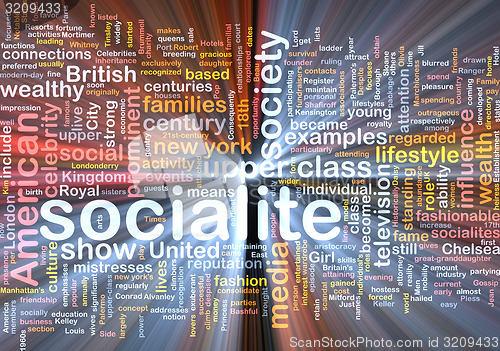 Image of Socialite  wordcloud concept illustration glowing