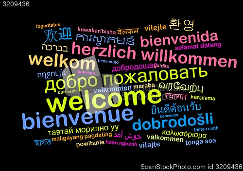 Image of Welcome multilanguage wordcloud background concept