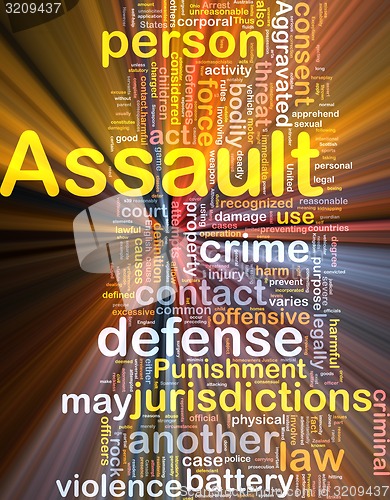 Image of Assault background concept wordcloud glowing