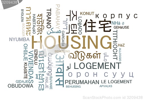 Image of housing multilanguage wordcloud background concept
