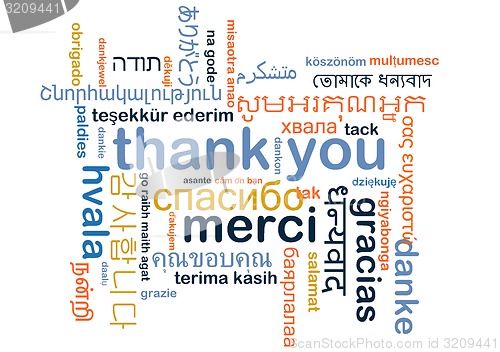 Image of Thank you multilanguage wordcloud background concept