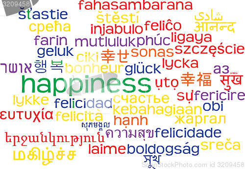 Image of Happiness multilanguage wordcloud background concept