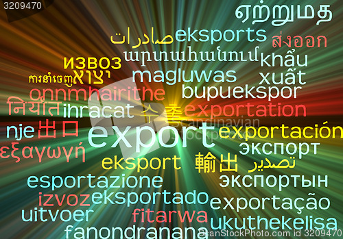 Image of Export multilanguage wordcloud background concept glowing