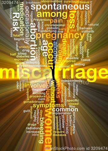 Image of Miscarriage wordcloud concept illustration glowing