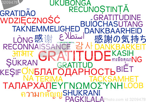 Image of Gratitude multilanguage wordcloud background concept