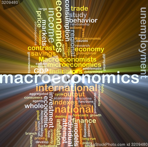 Image of macroeconomics wordcloud concept illustration glowing