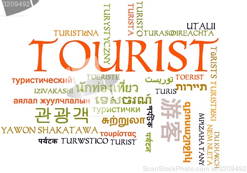 Image of Tourist multilanguage wordcloud background concept