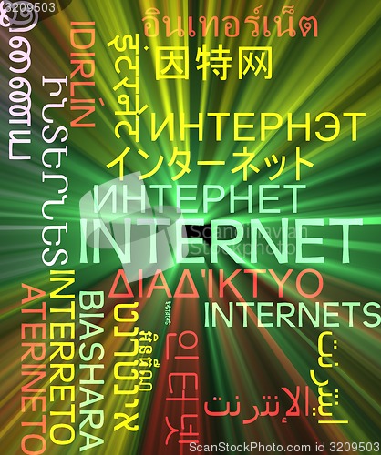 Image of Internet multilanguage wordcloud background concept glowing