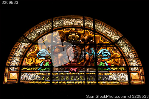 Image of  colored window in the church of chiavari italy