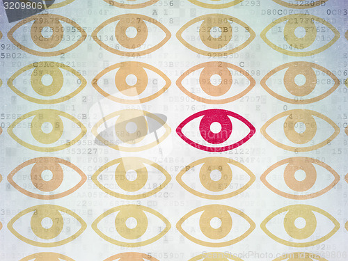 Image of Security concept: eye icon on Digital Paper background