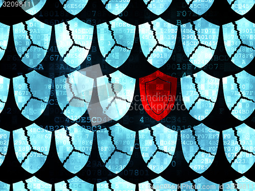 Image of Security concept: shield icon on Digital background