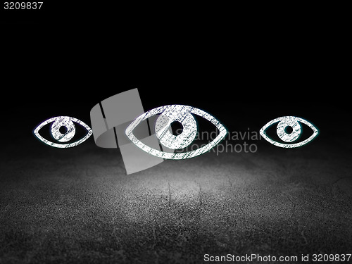 Image of Security concept: eye icon in grunge dark room