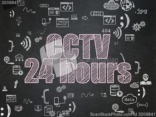 Image of Protection concept: CCTV 24 hours on School Board background