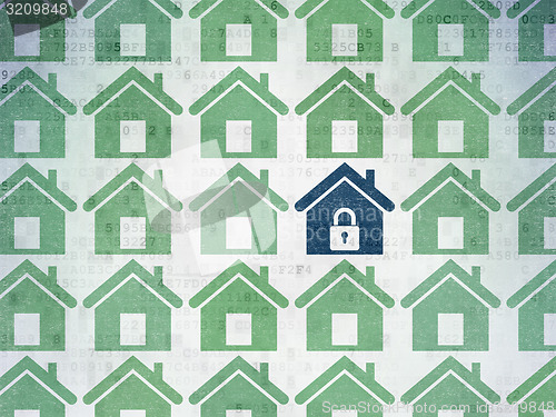 Image of Safety concept: home icon on Digital Paper background