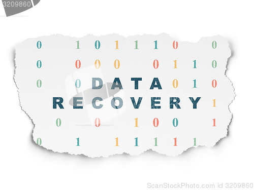 Image of Information concept: Data Recovery on Torn Paper background