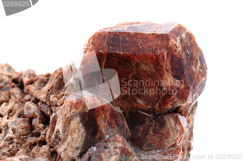 Image of brown garnet mineral isolated 