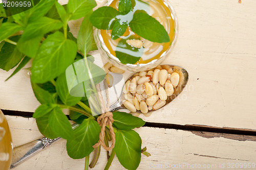 Image of Arab traditional mint and pine nuts tea