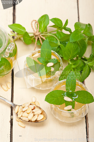 Image of Arab traditional mint and pine nuts tea