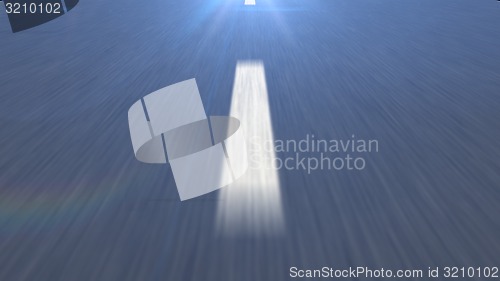 Image of White dotted line on the Asphalt road in motion blur