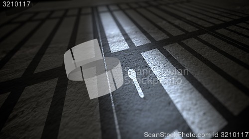 Image of Shadow of Jail Bars and Lock.