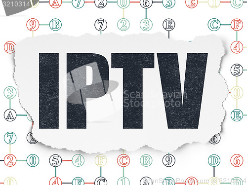 Image of Web design concept: IPTV on Torn Paper background