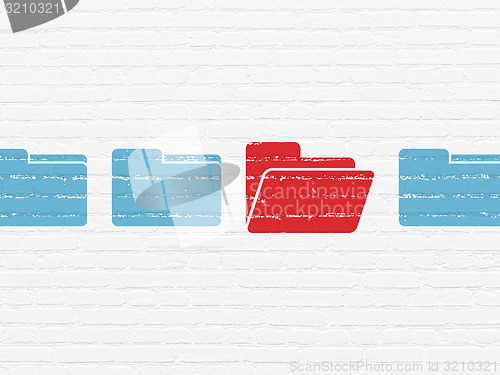 Image of Business concept: folder icon on wall background