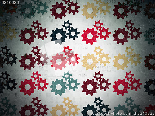 Image of Business concept: Gears icons on Digital Paper background