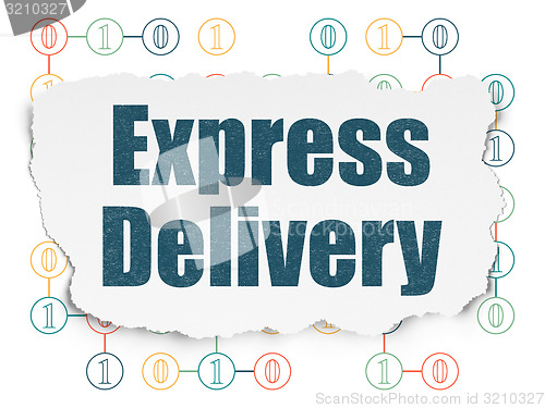 Image of Finance concept: Express Delivery on Torn Paper background