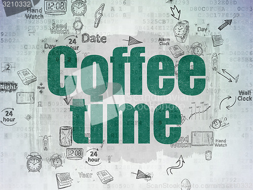 Image of Time concept: Coffee Time on Digital Paper background