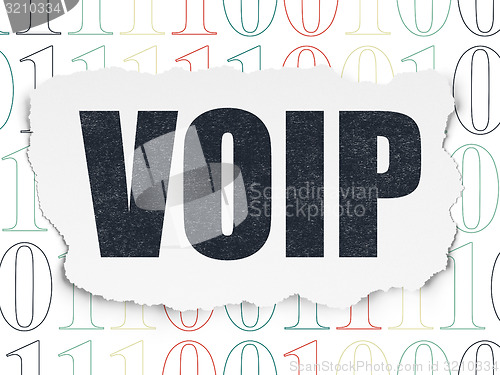 Image of Web development concept: VOIP on Torn Paper background