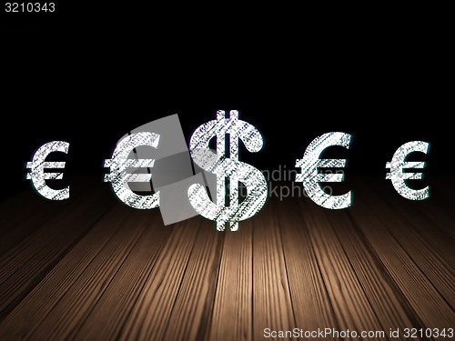 Image of Currency concept: dollar icon in grunge dark room