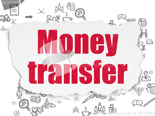 Image of Finance concept: Money Transfer on Torn Paper background