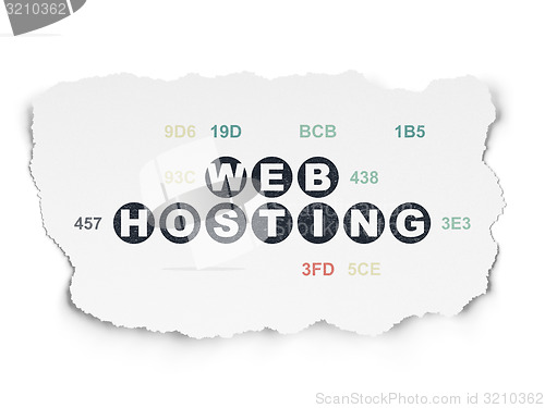 Image of Web design concept: Web Hosting on Torn Paper background