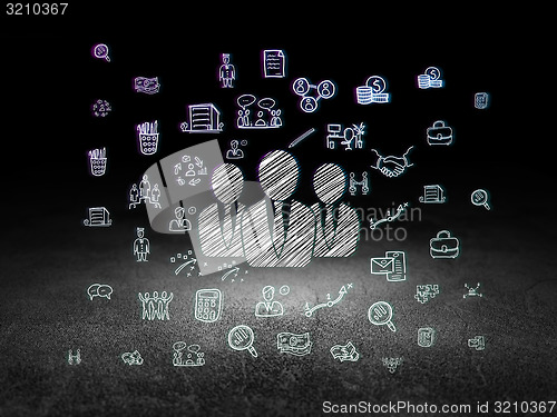 Image of Finance concept: Business People in grunge dark room