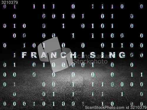 Image of Finance concept: Franchising in grunge dark room