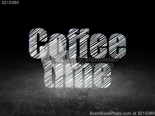 Image of Time concept: Coffee Time in grunge dark room