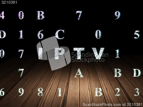 Image of Web development concept: IPTV in grunge dark room