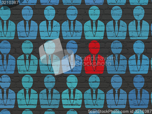 Image of Business concept: business man icon on wall background