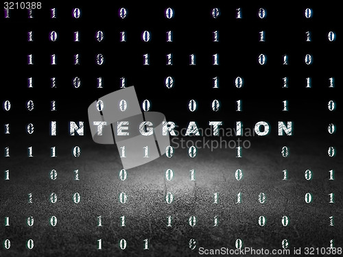 Image of Business concept: Integration in grunge dark room