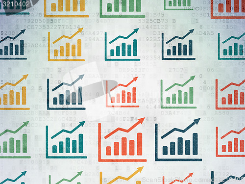 Image of Finance concept: Growth Graph icons on Digital Paper background