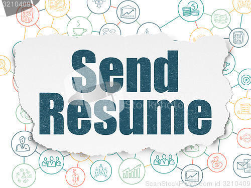 Image of Business concept: Send Resume on Torn Paper background