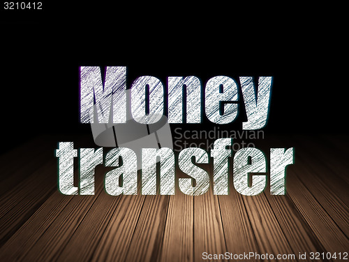 Image of Finance concept: Money Transfer in grunge dark room